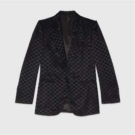 veste gucci noir homme|Veste habillée en coton et viscose GG en noir .